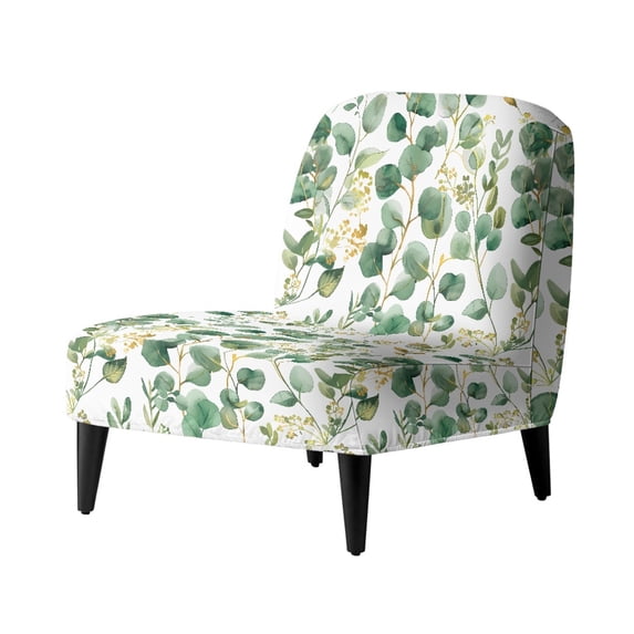 HELLHERO Eucalyptus Leaf Armless Accent Chair Protector, Dustproof Stain Protection Armless Chair Slipcover for Hotel Dining Room