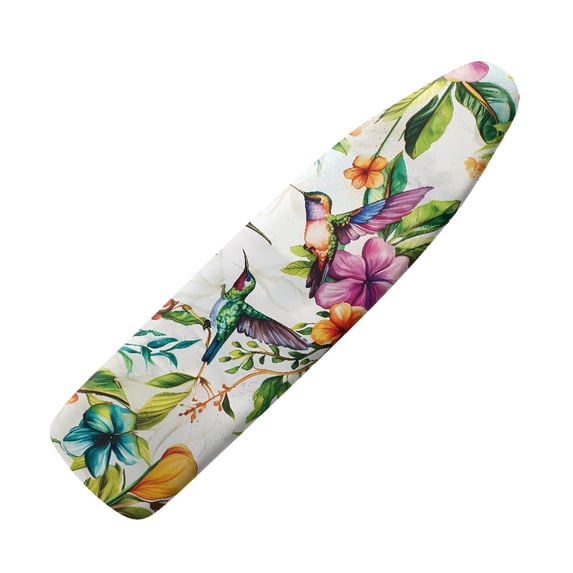 HELLHERO Extra Thick Ironing Board Cover and Pad, 15x54 Ironing Board Cover, Resist Scorching and Staining,Elastic Edges, Tropical Floral and Bird Motifs