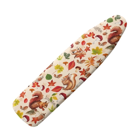HELLHERO Extra Thick Ironing Board Cover, Standard Size 15x54, Heat Reflective Full Scorch Resistant Padding, Snug Fit Non-Slip Nose Pocket Fastener Straps Elastic Edges, Squirrel and Leaves