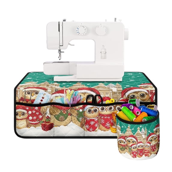 HELLHERO Fabric Polyester Sewing Machine Mat Owls Beautiful & Practical Fusion Waterproof Easy to Clean Mats Sewing Accessories, Christmas