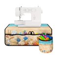 thumbnail image 1 of HELLHERO Fabric Polyester Sewing Machine Mat Seashells Starfish with 4 Pockets Non Slip Foldable Storage Bag, 1 of 5