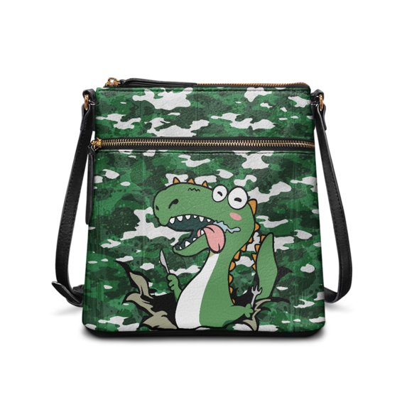 HELLHERO Fashion Design Crossbody Purse for Outdoor Travel, Adjustable Strap Spacious Purse Satchel, Hungry Dinosaur Camo