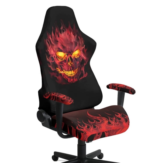 HELLHERO Fire Gaming Chair Covers with Armrest Covers, Set of 4 Elastic Removable Gamer Chair Cover with Armchair Slipcovers for Home Office