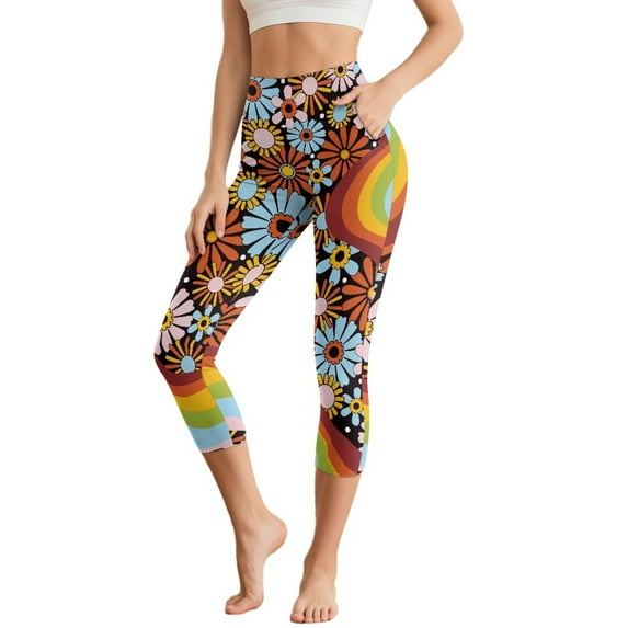 HELLHERO Fish Scale Printed Capri Yoga Leggings for Women High Waisted Capri Leggings Athletic Yoga Pants for Sports, 3XL