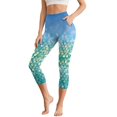 thumbnail image 1 of HELLHERO Fish Scale Printed Yoga Pants for Women Stretchy Capri Leggings High Waisted Workout Leggings Soft Yoga Capris with Pockets, 3XL, 1 of 7