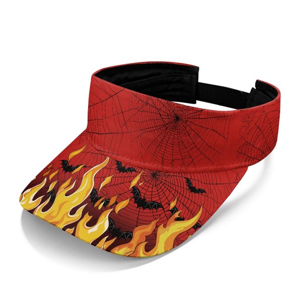 HELLHERO Flame Bat Web Sun Visor Hat for Women, Polyester Fabric UV Protection Breathable Baseball Cap for Outdoor Activities Running Beach