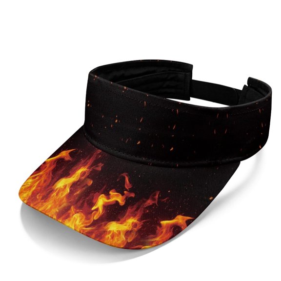 HELLHERO Flame Pattern Sports Sun Visor Hat for Women, Polyester Fabric Lightweight Adjustable Lightweight Sport Hat for Hiking Outings Outdoor Sports