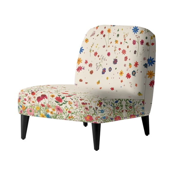 HELLHERO Floral Anti Scratch Dustproof Armless Accent Chair Cover Stain Protection Slipcovers for Chair Without Arms for Armless Chair
