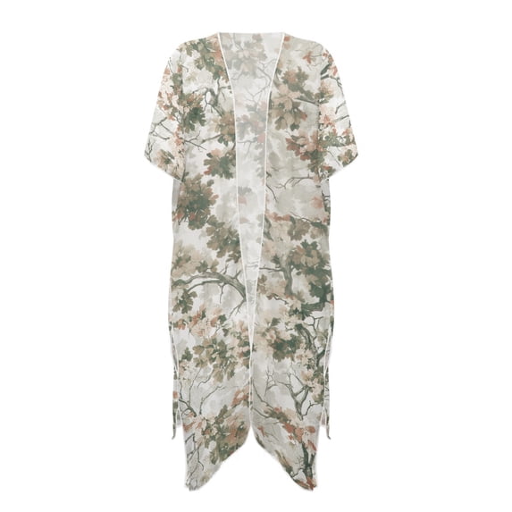 HELLHERO Floral Branches Swimsuit Coverup for Women Quick Dry High Quality Fabrics Breathable Long Kimono Swimsuit Cover Up