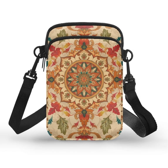 HELLHERO Floral Design Double Deck Adjustable Shoulder Strap Crossbody Small Bags Polyester for Women