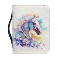 thumbnail image 1 of HELLHERO Floral Dream Horse Bible Cover for Study Church, Zippered Bible Covers PU Leather Protective Bible Carrying Case, 1 of 12