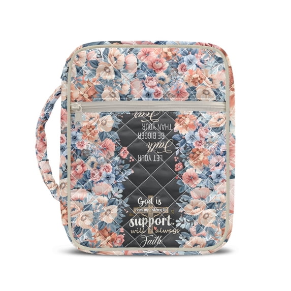 HELLHERO Floral Garden Pattern Pockets Bible Cover Case for Spiritual Daily Life, Polyester Bible Study Bag with Lightweight