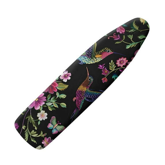HELLHERO Floral and Hummingbird Ironing Board Cover Standard Size 15x54, Thick Padding Elastic Edge Resist Scorching and Staining Heavy Duty Padded Iron Board Covers