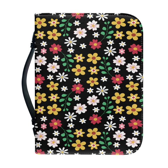 HELLHERO Floral Pattern Bible Covers with Protective Lightweight Bible Holder for Study, PU Leather Church Bible Bag for Christian Prayer