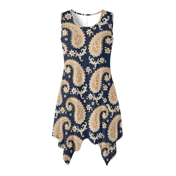 HELLHERO Floral Pattern Cover Pleated Sundress, Side Pockets Sleeveless Sundress Irregular Hem With Side Pockets Ladies Irregular Hem Casual Dress