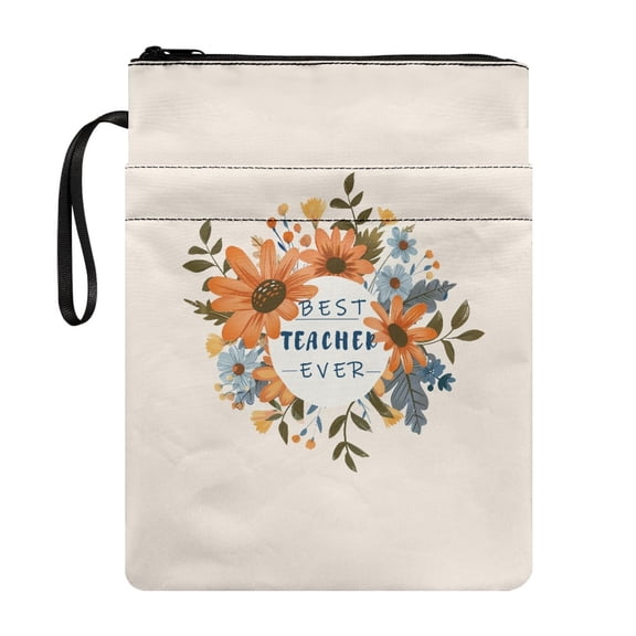 HELLHERO Floral Pattern Polyester Fabric Book Organizer Bag for Librarian Book Lovers Gifts for Paperbacks Book Protection