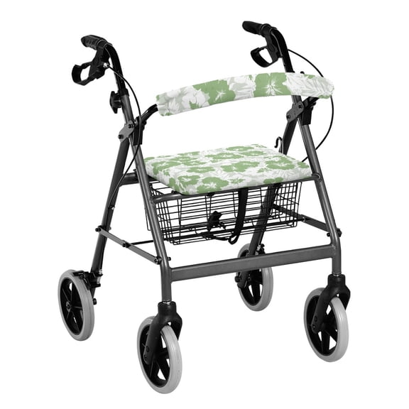 HELLHERO Floral Pattern Rollator Walker Seat Covers, Removable Dust Proof Rollator Seat Back Cover with Soft Fabric, Easy Fit Rollator Walker Seat and Backrest Covers