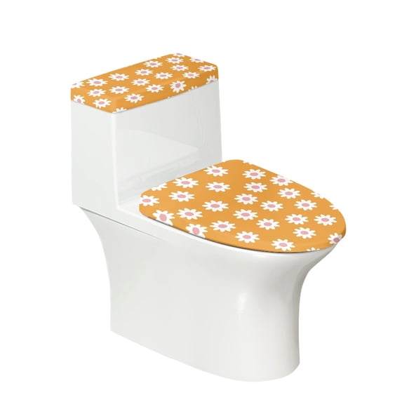 HELLHERO Floral Pattern Soft Elastic Installation 2 Pieces with Elastic Bottom Toilet Bowl Cover Easy Care