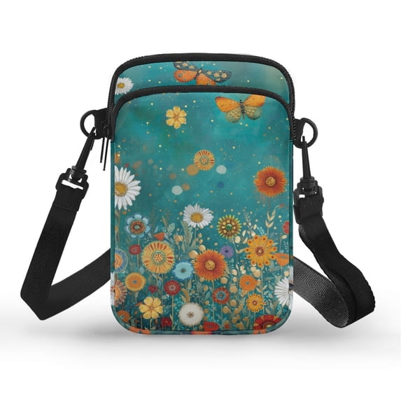 HELLHERO Floral and Butterfly Patterns 4.33x1.97x7.09 Crossbody Sling Bag Polyester for Unisex