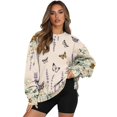 thumbnail image 1 of HELLHERO Flower Butterfly Print Women Crewneck Sweatshirt, Oversized Pullover Clothes Long Sleeve Sweatshirt Fall Fashion Tops Size XXL, 1 of 7
