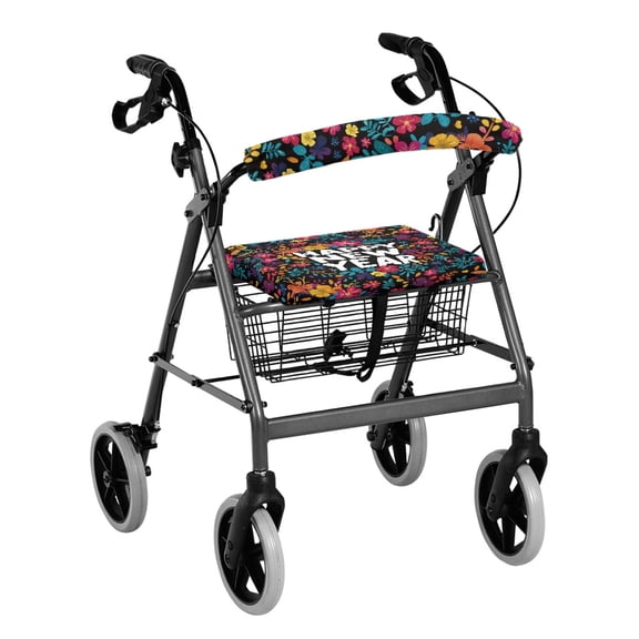 HELLHERO Flower New Year Walker Rollator Seat Back Cover Rollator Walker Seat Back Cover with Removable and Washable Washable Quick Installation for Elderly Adults