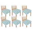 thumbnail image 1 of HELLHERO Flower Print Dining Chair Seat Covers Set of 6, Skin Friendly Chair Covers Seat Slipcovers, Easy to Clean Universal Kitchen Chairs Slipcover, Blue, 1 of 7
