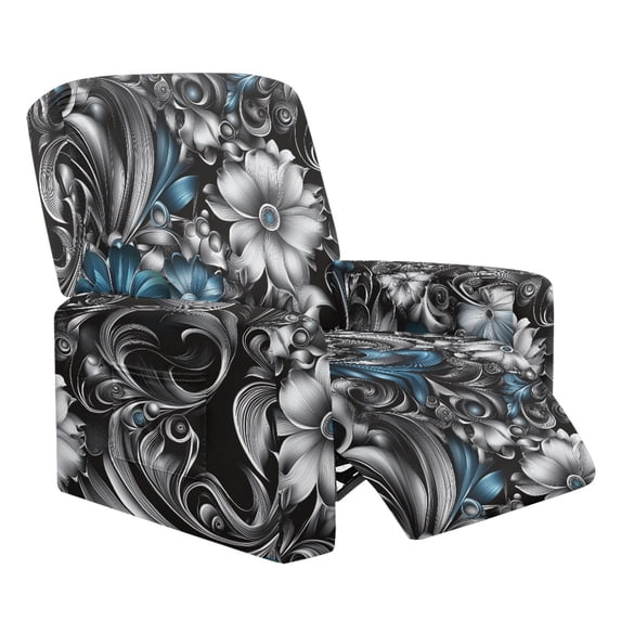HELLHERO Flower Print Lazy Boy Chair Covers Slipcover 4 Piece Recliner Cover 1 Seat Extra Large Fitted Cover for Recliner Chair with Foot Rest