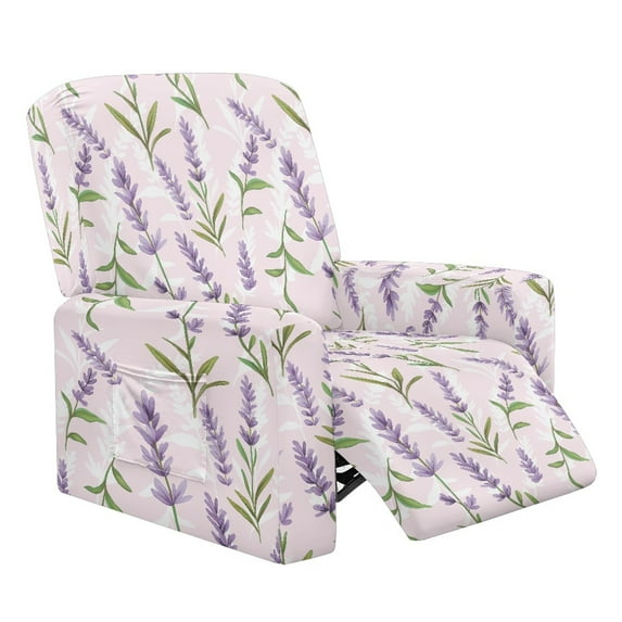 HELLHERO Flower Print Recliner Slipcover-Stretch Soft Slip Reclining Chair Slipcovers Lift Chair Covers for Electric Recliner Power Lift, Easy to Install, Purple