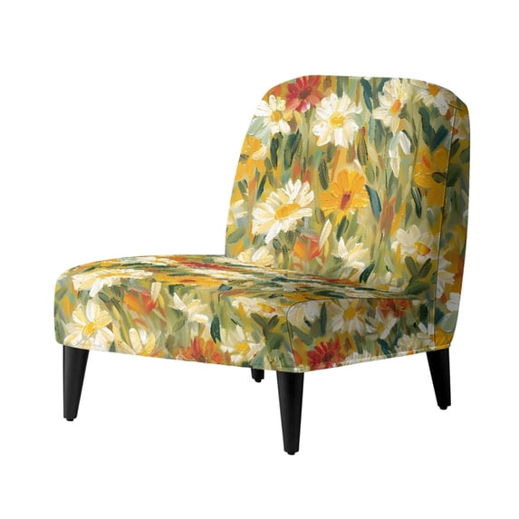 HELLHERO Flowers Pattern Dustproof Soft Fabric Armless Accent Chair Protector Decorations Armless Accent Chair Cover for Armless Accent Chairs