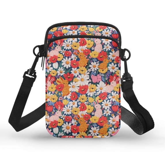 HELLHERO Flowers Pattern Mother's Day Double Zipper Travel Crossbody Purse Vintage for Travel