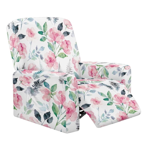 HELLHERO Flowers Pattern Recliner Chair Covers for Single Sofa Chair, Anti Stain Anti Pet Hair Recliner Slipcovers for Home Living Room Single Seat Recliner Couch Lounger