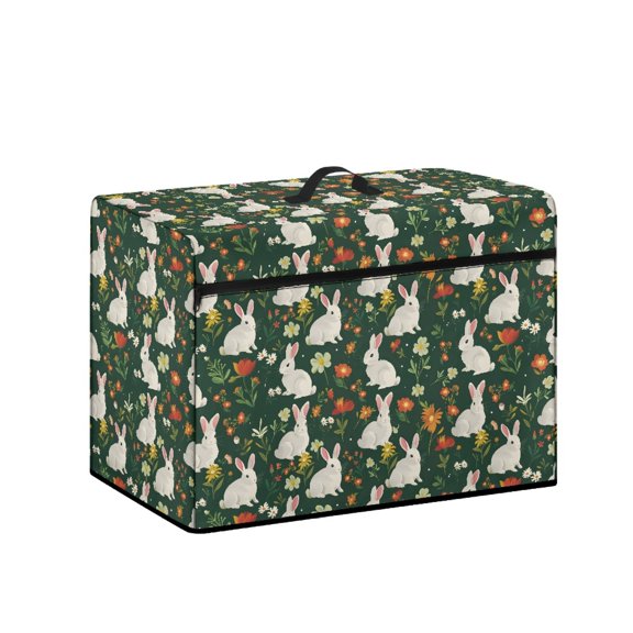 HELLHERO Flowers and Rabbit Sewing Machine Carrying Cover with Pocket to Store Accessories Pocket 17.7 x 8.6 x 12.5 inches Dustproof