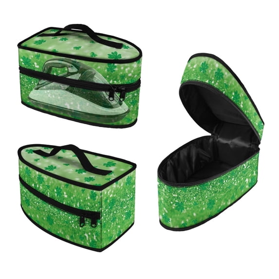 HELLHERO Four Leaf Clovers Dustproof Travel Iron Storage Bag 11.8x6.69x5.5 In Polyester, Case Only