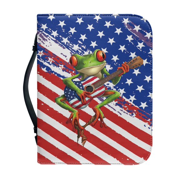 HELLHERO Frog Guitar Design Bible Covers Lightweight for Church Christian Prayer Bible Study, PU Leather Protective Church Bible Bag