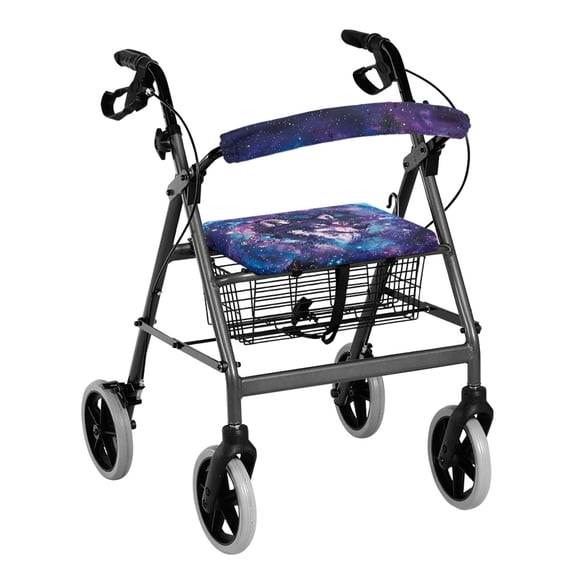 HELLHERO Galactic Wolf Rollator Seat Back Cover Easy Install Walker Seat Cushion Cover and Stain Proof Easy to Use