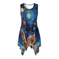 thumbnail image 1 of HELLHERO Galaxy & Planets Print Tank Sleeveless Dresses, Side Pockets Asymmetric Hem Midi Dress Comfort Wear Resistant Summer Sleeveless Dress, 1 of 8