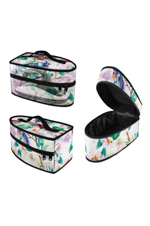 Garment Steamer Organizer Flower Hummingbird with Zipper Handle Travel Iron Case, Case Only