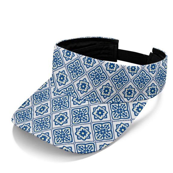 HELLHERO Geometric Floral Sun Visor Hat for Women, Polyester Fabric UV Protection Adjustable Sun Visor Cap for Camping Tennis Golf