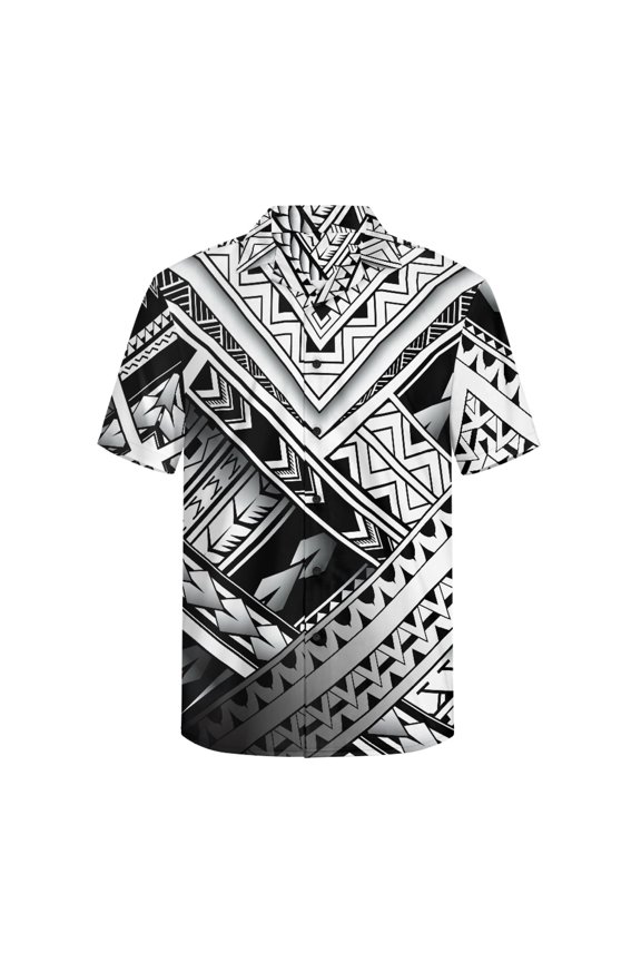 Geometric Pattern Men's Short Sleeve Shirt, Breathable Button Front Men's Short Sleeve Button Down Shirt Men's Short Sleeve Button Shirt for Travel Home