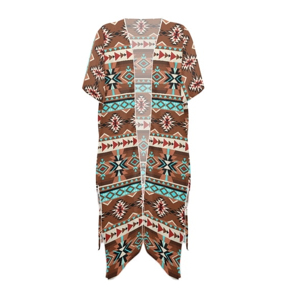 HELLHERO Geometric Totem Bathing Suit Cover Ups Kimono High Quality Fabrics Long Bikini Coverups