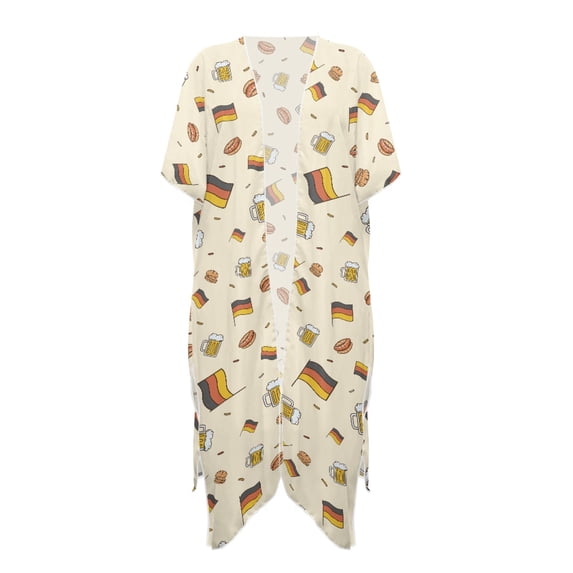 HELLHERO German Oktoberfest Themed Kimono Swimsuit Cover Up - Lightweight Breathable Beach Cardigan for Tropical Vacations & Pool Parties