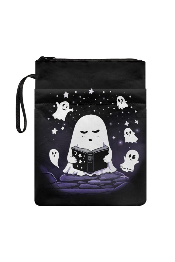 Ghost Pattern Book Cover Sleeve Book Cover Carrying Case Polyester Fabric Pocket Easy Carry Book Case with Washable Book Carrying Case