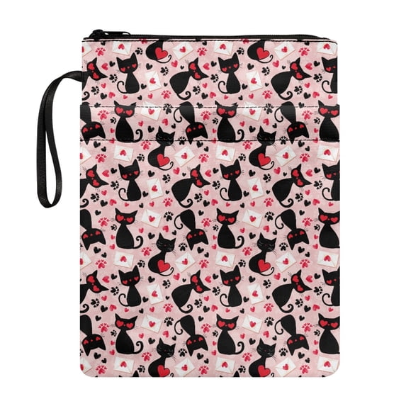 HELLHERO Gift Bag Book Cover with Washable Waterproof Polyester Fabric for Women Office Easy Carry Book Case Handle 11.42 x 8.66 Inch, Cat Paw Prints Pattern