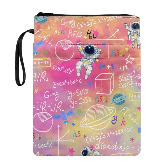 HELLHERO Gift Book Protector, 11.4 Inch X 8.66 Inch Polyester Book Organzier Holder Easy Carry Book Case Carrying Book Case with Pocket, Gift Bag for Fater, Gradient Astronaut & Formulas