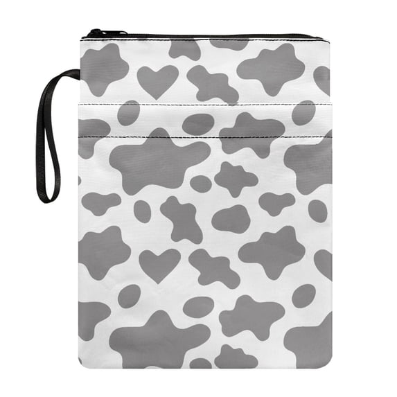 HELLHERO Gift Books Sleeve with Washable Polyester Fabric Storage & Portability Book Protection Class Office Pocket for Friend 11.42 x 8.66 Inch, Cow Print with Hearts
