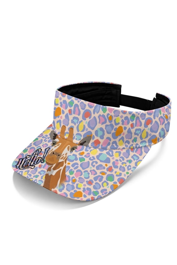 Giraffe Open Top Sun Visor Hat, Polyester Fabric Empty Top Design Sports Sun Visor Hat Adjustable Strap Sports Visor Hat for Men
