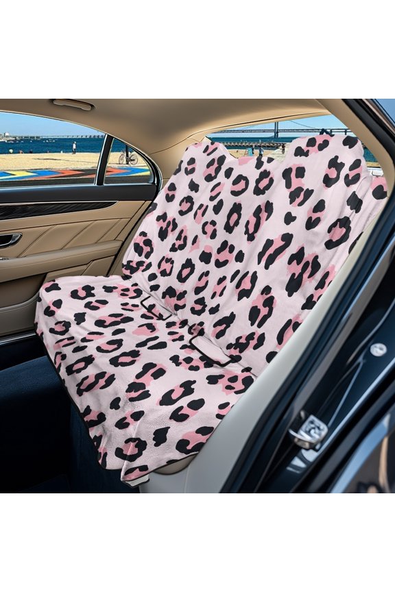 Drydeepin Cheetah Leopard Pink Car Seat Cover Towel Backseat Breathable Rear Bench Towel Seat Covers Non-Slip Universal Fit for Sedan Trucks Van SUV, Automotive Seat Protector