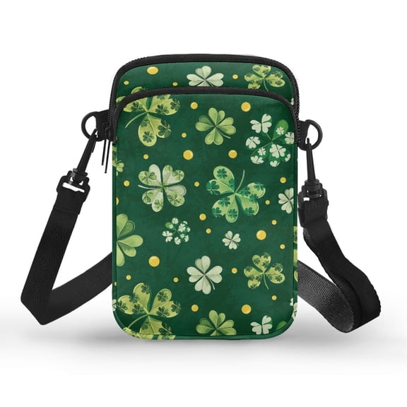 HELLHERO Golden Clover Sling Bag for Unisex Polyester Crossbody Small Crossbody Bags with Double Layer