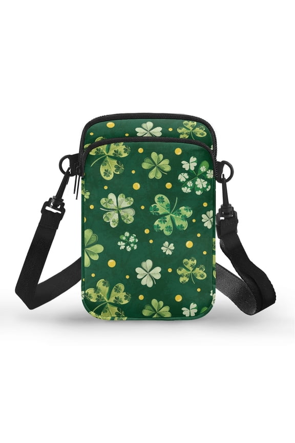 Golden Clover Sling Bag for Unisex Polyester Crossbody Small Crossbody Bags with Double Layer