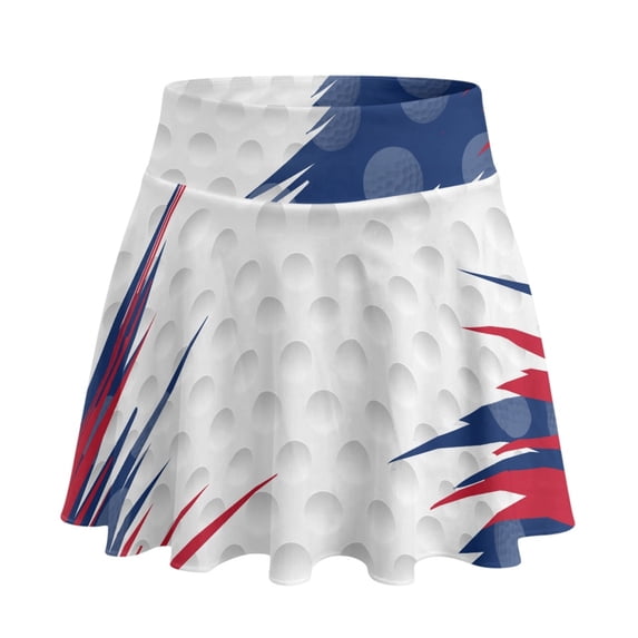 HELLHERO Golf Ball Patriotic Pattern Built-in Shorts Golf Skirts, Stretchy Comfortable Polyester Spandex Tennis Skirt for Daily Wear Yoga Pickleball